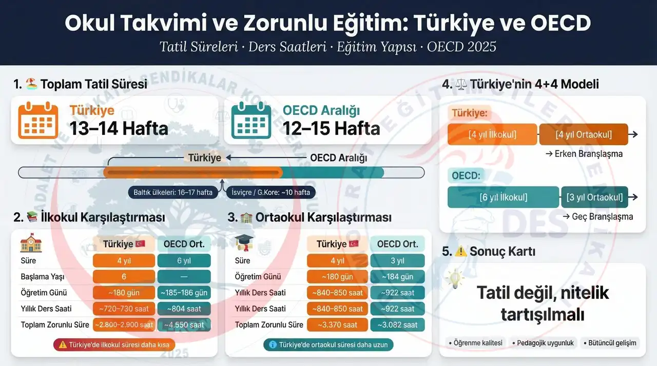 Türkiye’de İlkokul Tatil Süresi ve Ders Çalışma Saatleri OECD Ülkelerinde Nasıl?